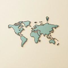 Aufkleber - A world map outline showcases major travel destinations marked with colorful pins for travel inspiration and adventure planning. Generative AI