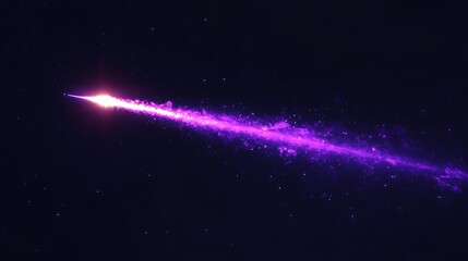a purple streak of light shoots across a dark starry sky.