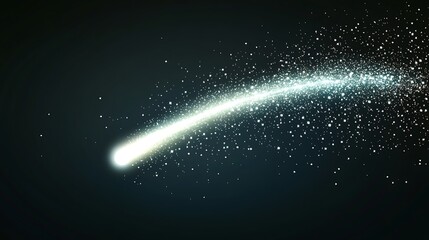 Wall Mural - a white comet streaks across a black background, leaving a trail of shimmering dust.