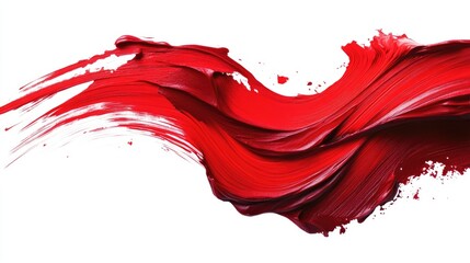 Wall Mural - a dynamic red paint stroke featuring deep texture and vivid hue ideal for creative backgrounds and d