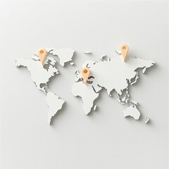 Aufkleber - A world map outline features colored map pins to indicate popular travel destinations, inviting exploration of diverse locations. Generative AI