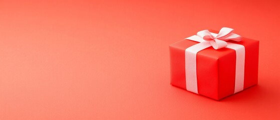 red gift box with white ribbon