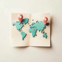 Leinwandbilder - A world map outline features vibrant map pins indicating popular travel destinations across different regions. Generative AI