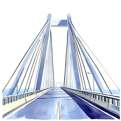 Sticker - Watercolor Illustration of a Modern Bridge.