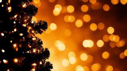 Wall Mural - close-up of festively lit christmas tree
