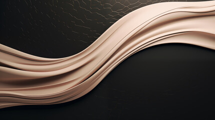 Abstract Beige Waves on Dark Textured Background