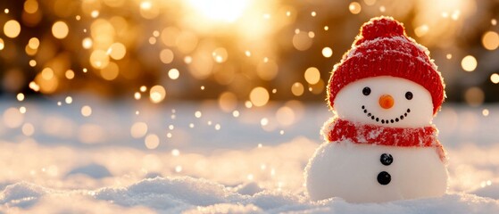 Wall Mural - snowman surrounded by snow
