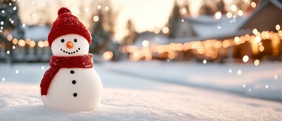 Wall Mural - Snowman surrounded by snow