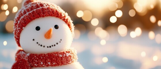 Wall Mural - Snowman crafted from snow