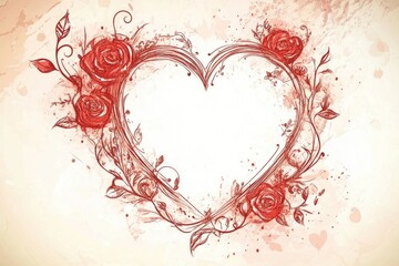 Wall Mural - Romantic Ornamental Heart Background for Valentine's Day Celebration