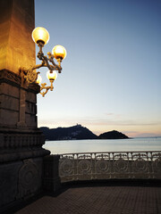 Wall Mural - View of the La Concha beach in the evening time in San Sebastian Donostia, Baqsue country, Spain