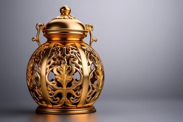 Aufkleber - Minimalist golden lantern design, symbolizing prosperity and light, set against a clean, white background