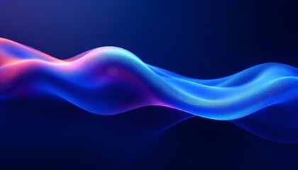 Poster - Abstract liquid glass holographic iridescent neon curved wave in motion dark background 3d render. 3d rendered liquid glass effect gradient design
