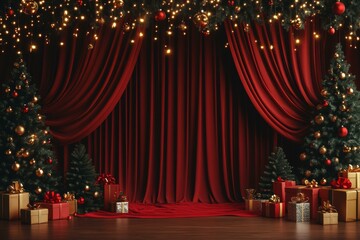 Wall Mural - christmas festive scene with decorations. merry christmas and happy new year holiday background