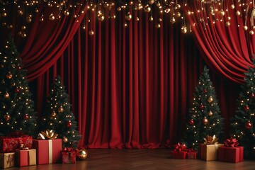 Wall Mural - Christmas festive scene with decorations. Merry Christmas and Happy New Year holiday background
