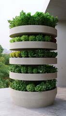 Vertical garden planter with multiple levels for growing herbs and plants.