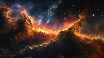 Wall Mural - cosmic space scene filled with vivid nebulae and swirling galaxies showcasing a deep expanse of star