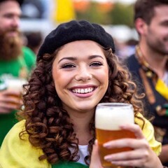 extreme macro close up portrait friends at the Munich Oktoberfest celebrations, with smiles and laughter capturing the camaraderie and festive spirit of the event