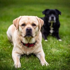 Poster - portrait of a dog in the park