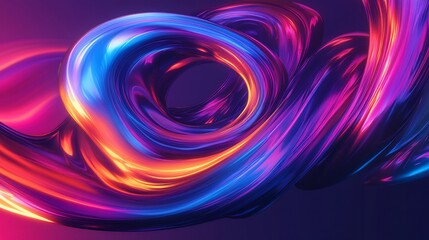 Wall Mural - Abstract Neon Swirls: A Digital Symphony of Color