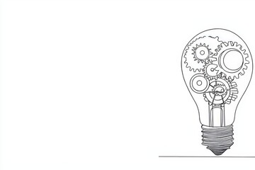 Logo, emblem, web banner, presentation. Simple creative innovation concept. Modern illustration. Lightbulb with gear wheels.