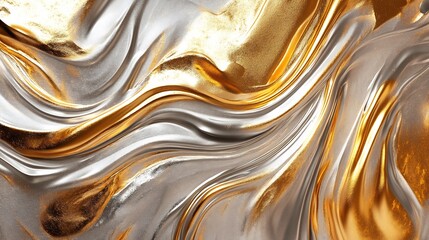 Wall Mural - Abstract Gold and Silver Swirls