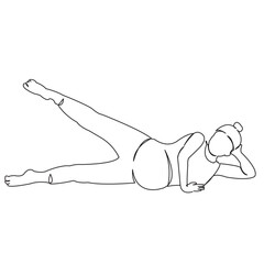 Wall Mural - One continuous single drawing line art doodle pregnant, healthy, woman, mother, sport, yoga, workout, gymnastic. Isolated flat illustration hand draw contour on a white background
