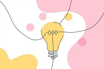 An original background with hand-drawn lines and a light bulb