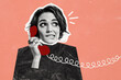 © deagreez - Composite trend artwork sketch image collage of monochrome silhouette young lady confused timid face hand hold landline phone support line