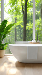 Wall Mural - Relaxing bath experience surrounded by nature a serene escape into tranquility