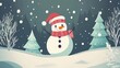© MAGNIFIER - Christmas snowman flat design, winter wonderland theme, animation