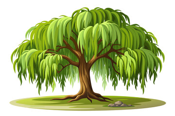 Canvas Print - Willow tree isolated flat vector illustration on white background