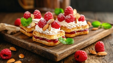 Elegant Paris Brest with Cream and Fresh Berries