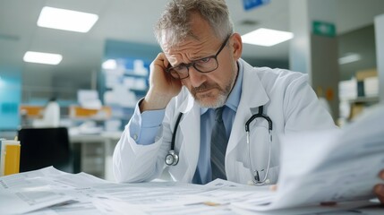 Doctor Reviewing Medical Debt Stress and Financial Strain