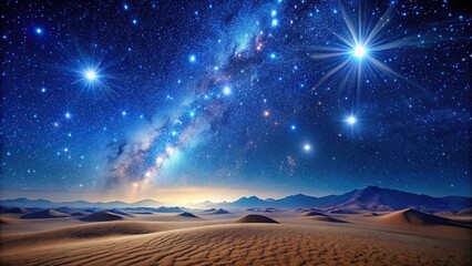 sapphire star desert landscape with clear night sky
