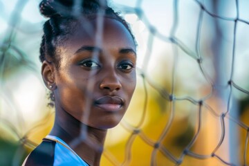 Sticker - Portrait of a young African American woman playing volleyball