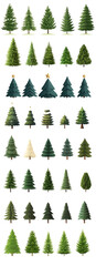 Wall Mural - Set of Christmas pine trees, white isolate background. transparent background