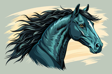 Poster -  Horse head watercolor portrait vector illustration