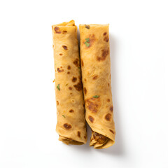 Wall Mural - Paratha Rolls top view isolated on a white background.