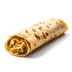 Wall Mural - Potato Paratha Roll isolated on a white background.