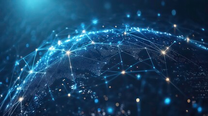Poster - A stylized digital globe with glowing lines and dots representing interconnectedness.