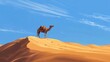© 69 Timeless  Studio  - A camel standing alone on the crest of a sand dune, framed by the vastness of the desert under a clear blue sky.