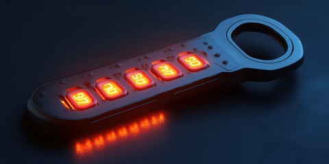 Wall Mural -  Digital key concept replaces traditional teeth with numeric keypad, symbolizing modern security systems.