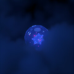 3D rendering of a dark cell at night