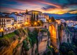 © sanom - Long Exposure of Altstadt Ronda, Spain at Twilight with Historic Architecture and Scenic Views