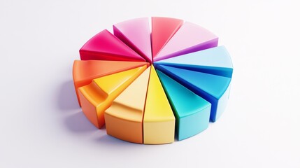 Leinwandbilder - Colorful Pie Chart Segments on a White Background