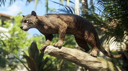 Poster - A Jaguar Perched on a Branch in a Lush Jungle.