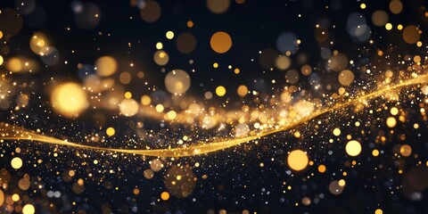 A shiny gold line with sparkling lights stands out against a black background. This design is perfect for creating elegant awards.