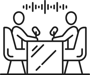 Leinwandbilder - Blogging line icon of podcast for social media and multimedia content, vector symbol. Podcast live stream or online information chat of blogger or influencer of social media network and blogging