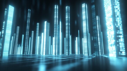 Poster - Futuristic Cityscape with Neon Lights